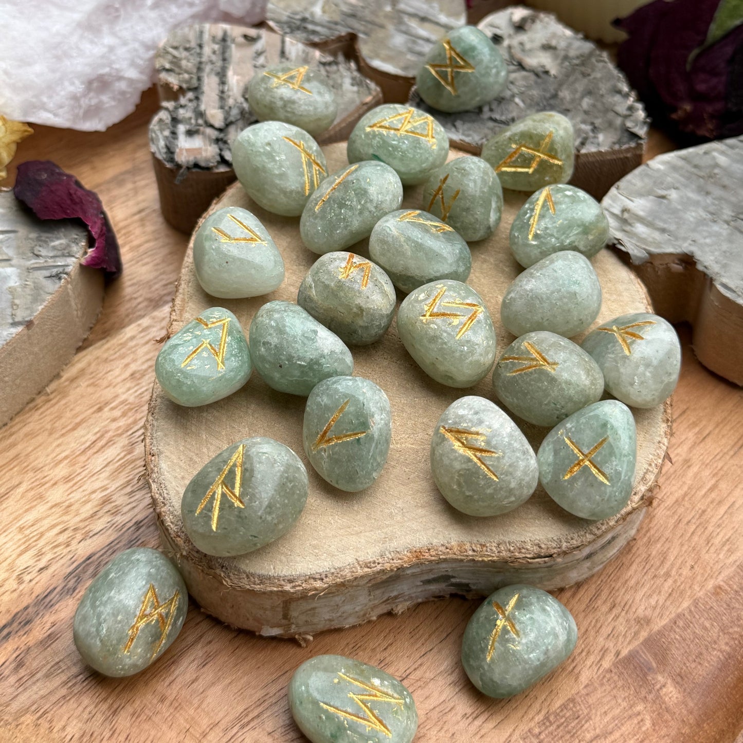 Runenstein Set Grüner Aventurin