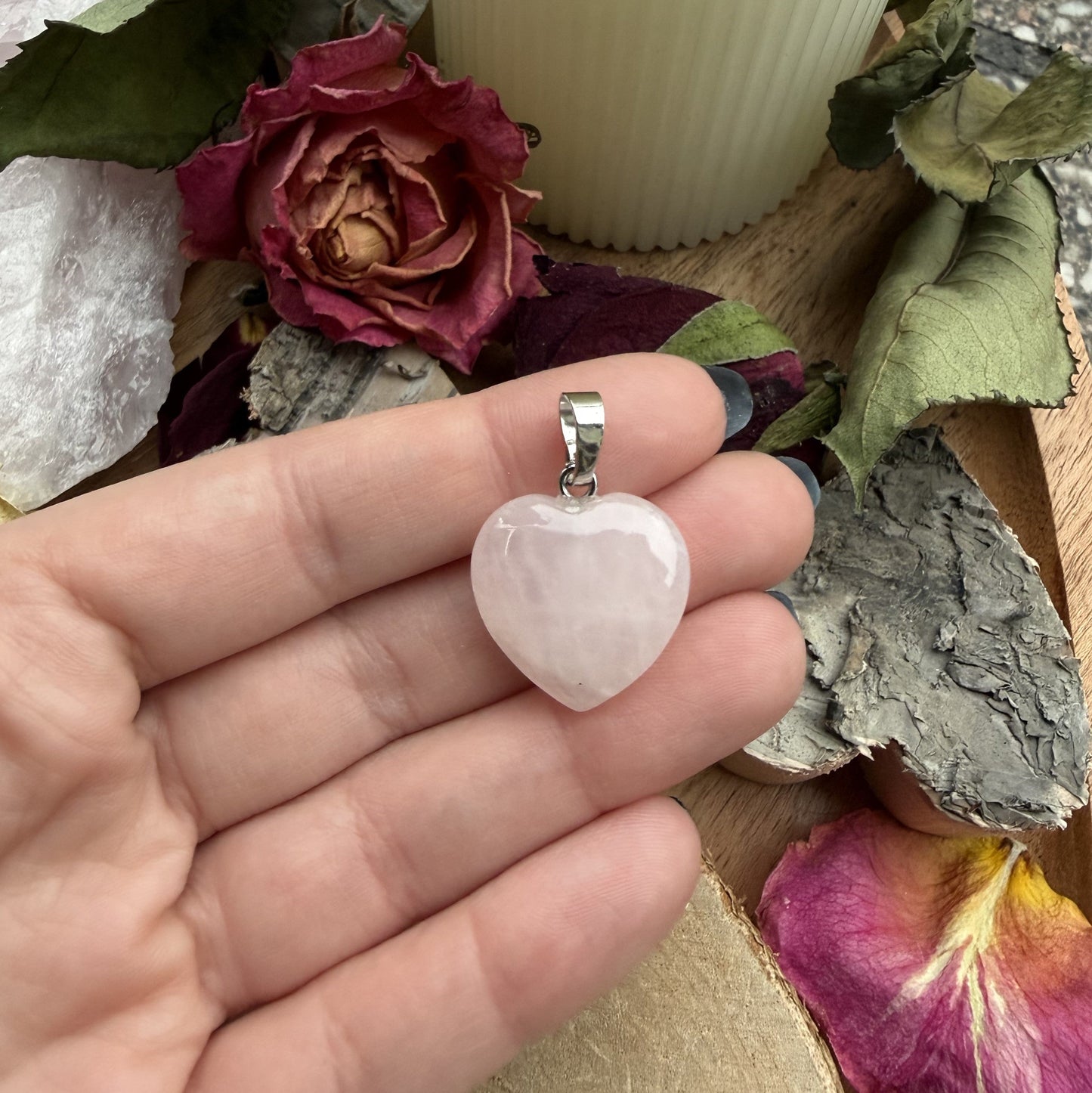 ROSENQUARZ Herz Anhänger Halskette