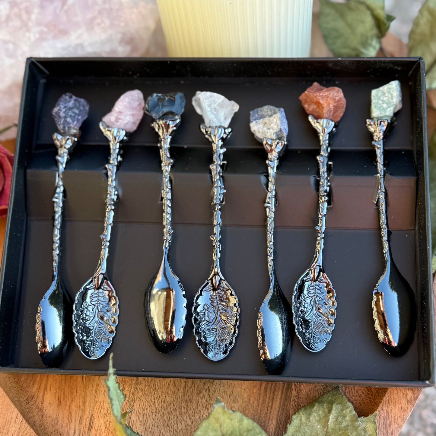 Edelstein Löffel Set in Bronze