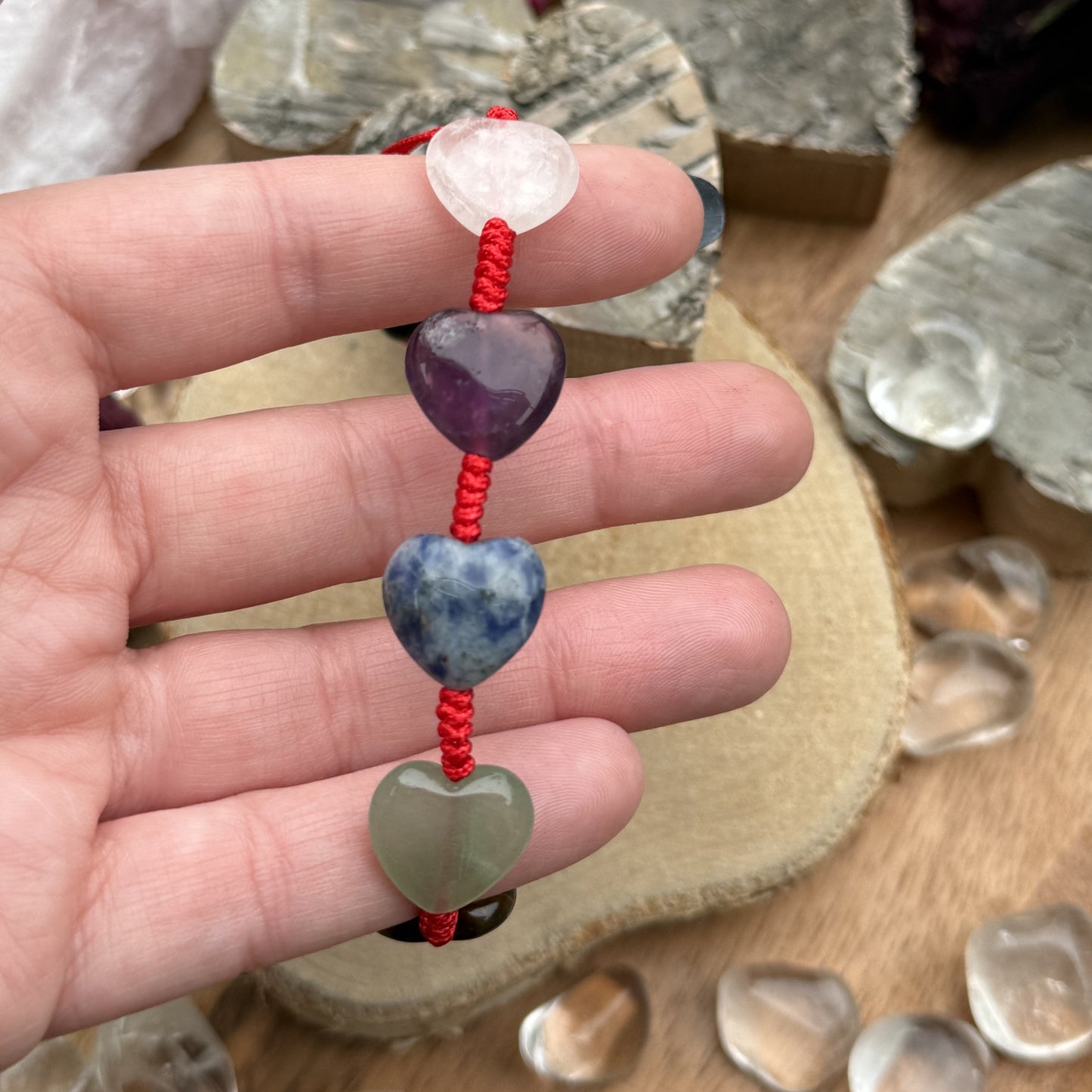 Chakra Armband Herzen 7 Edelsteine