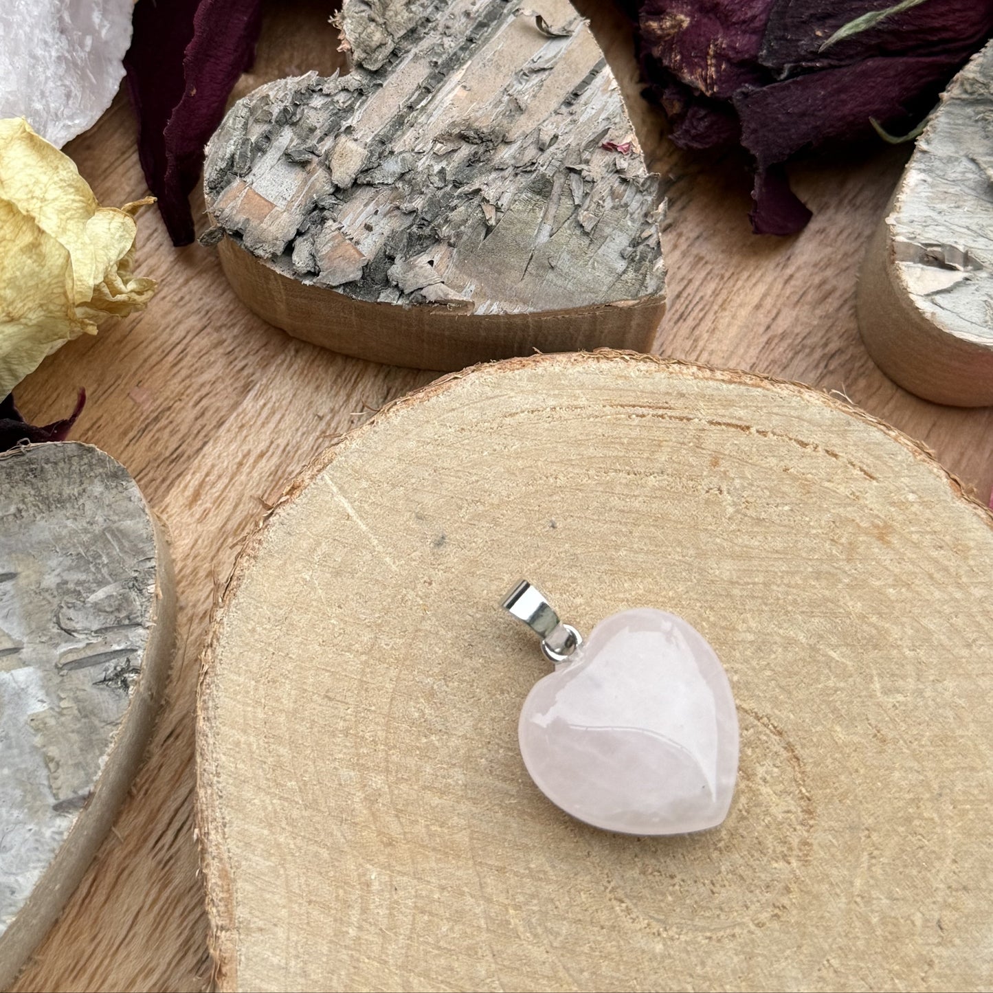 ROSENQUARZ Herz Anhänger Halskette