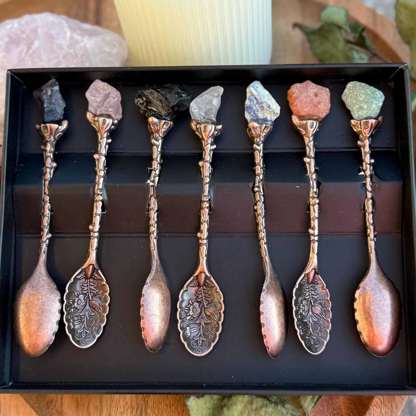 Edelstein Löffel Set in Bronze