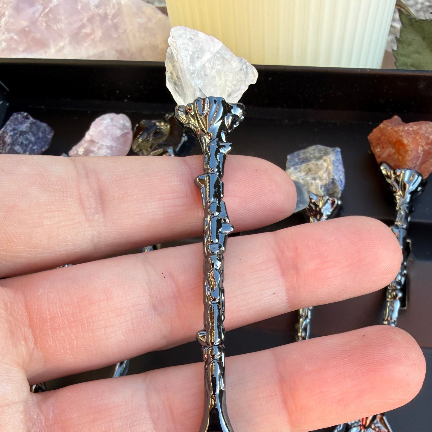 Kristallöffel Set in Dunkelsilber